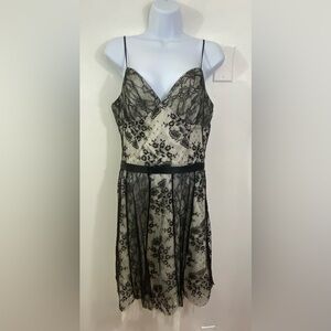 Vintage Lace Black Dress 10 Tall Fit and Flare Babydoll Whimsigoth Fairy ABS Y2K
